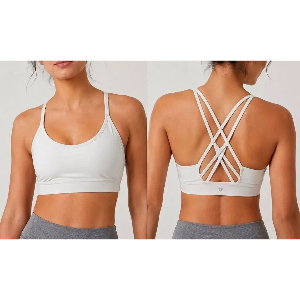 Athleta White Strappy Sports Bra XS Yoga Pilates Activewear